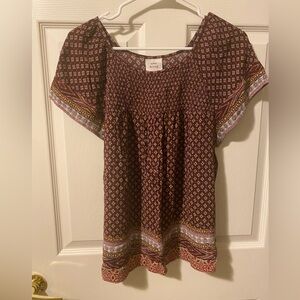 Knox Rose Bohemian Blouse - Brown and Multicolor